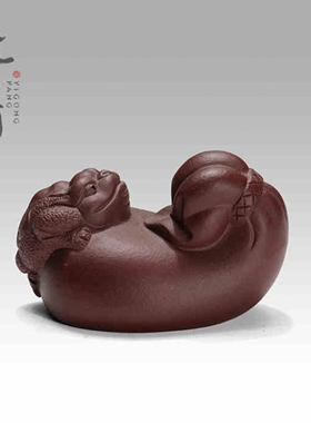 大益益工坊茶具宜兴紫砂茶宠摆件紫泥代代蟾紫砂工艺单品可养家用