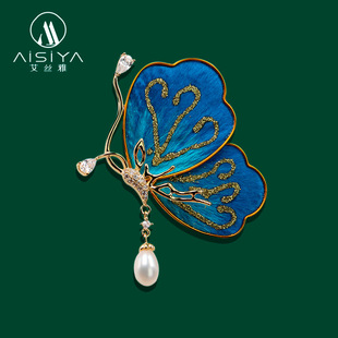 中国风非遗绒绣蝴蝶胸针女高档时尚精致个性气质优雅胸花西装别针