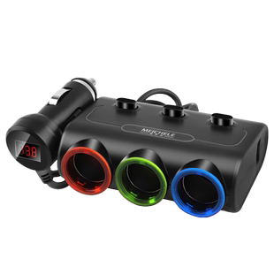 车载点烟器一拖三多功能汽车电源分配插头车用USB手机充电器插座