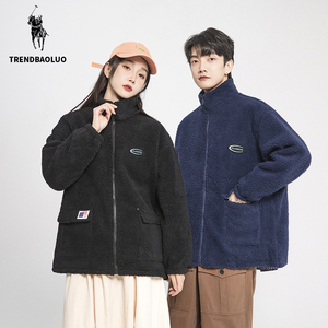 TRENDBAOLUO闪电保罗羊羔绒棉衣外套羊羔毛美式高街宽松情侣棉服D