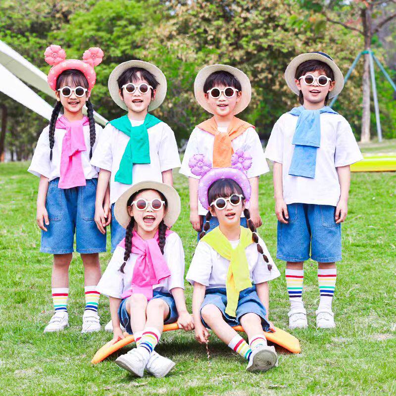 六一儿童演出服男女小学生运动会啦啦队表演服装幼儿园合唱短袖夏