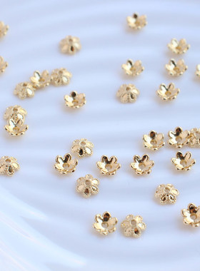 14K包金小花托珠托隔片6MM热销diy制作手链项链首饰品材料新配件