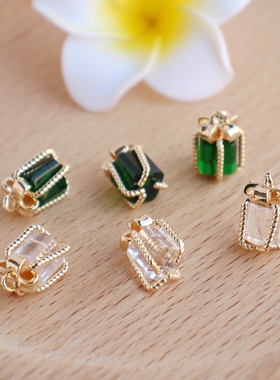 diy14k包金绿水晶饰品配件吊坠