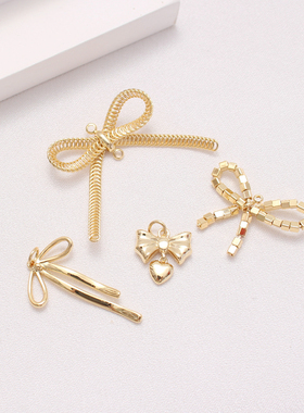 14k立体保色蝴蝶结吊坠DIY配件