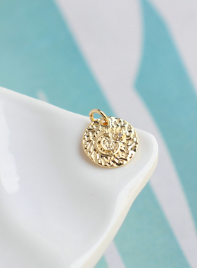 14k包金保色圆牌吊坠diy饰品配件