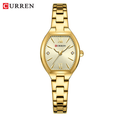 CURREN/卡瑞恩9112女士酒桶形防水腕表 休闲简约女表罗马字石英表