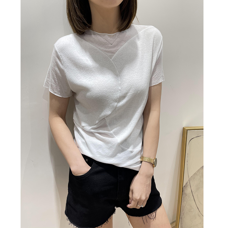 高级感满满！chao薄强黏棉纯色圆领通勤常规套头短袖女士t恤