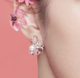 XHENXHEN 耳夹耳钉纹理原创设计礼物 官方店共生系列环绕珍珠个性