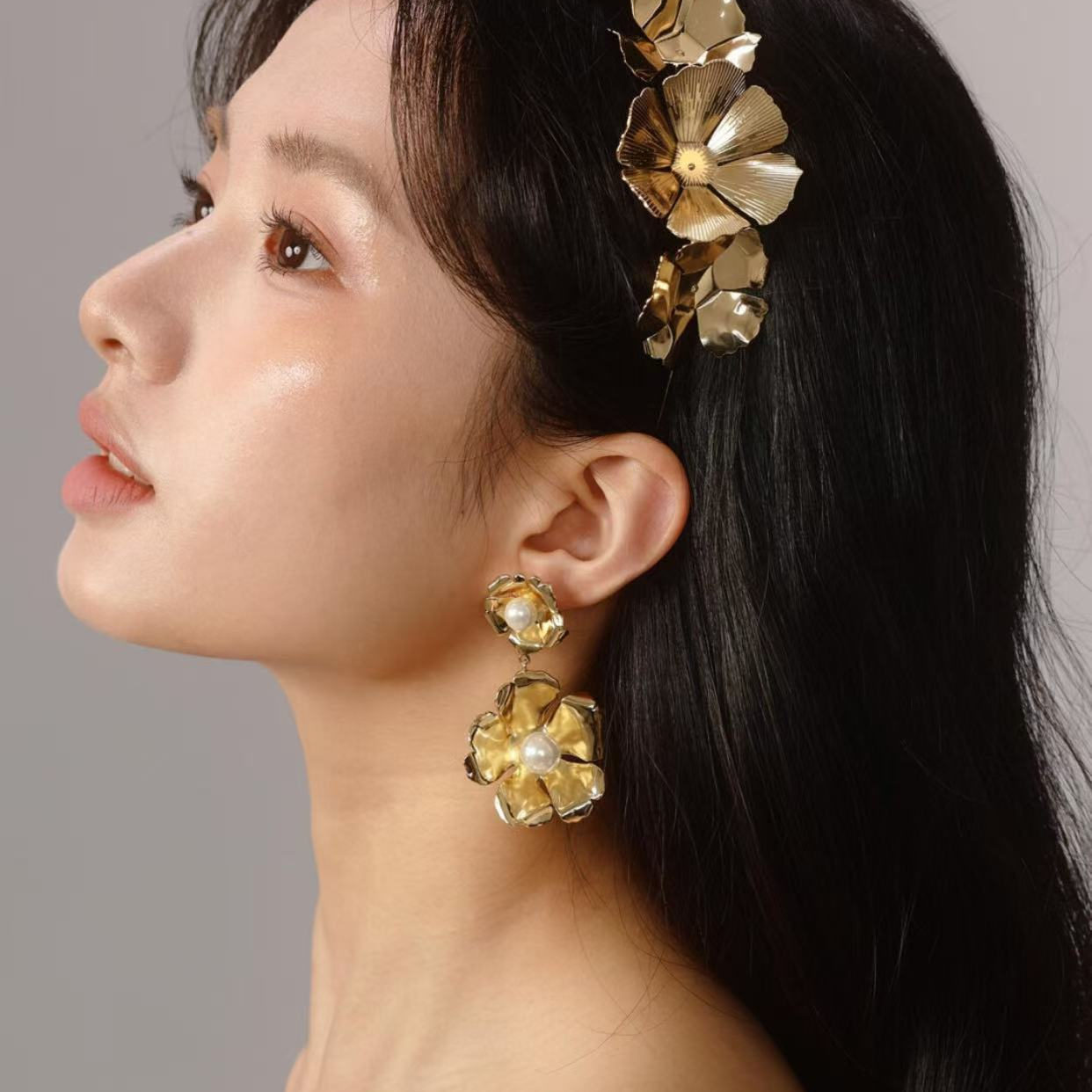 XHENXHEN'漫漫系列玲花同款圆满朵朵珍珠耳钉