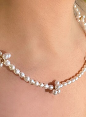 XHENXHEN isaro珍珠系列编织米珠花项链手链复古高级感