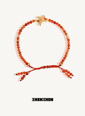 天马赐福红绳手链金色抽拉手链