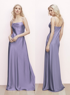 紫色缎面伴娘服礼服2024新款西式婚礼高级感小众姐妹团伴娘裙夏季