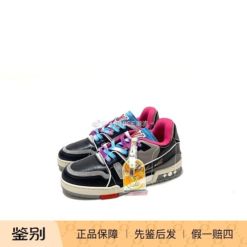 Louis Vuitton LV 21SS 黑水泥 粉蓝 Trainer 运动鞋板鞋