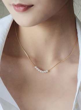 一枝橘 日系女主风通勤珍珠项链  进口施家珍珠气质锁骨链项链