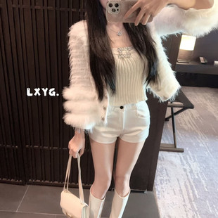 LXYG小香风轻奢真狐狸毛流苏针织开衫外套女2026秋冬短款皮草上衣
