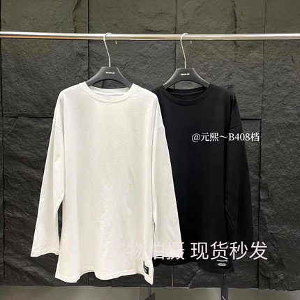 YUAN XI元熙7087白色长袖T恤女韩版宽松大码中长款内搭洋气打底衫