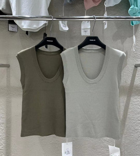 YUAN XI元熙1023大U领无袖针织衫上衣女修身显瘦背心内搭T恤夏潮