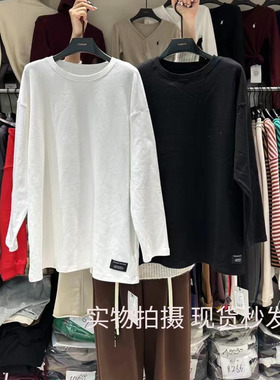 YUAN XI元熙A8050秋冬加绒白色大版T恤女中长款打底衫高个子内搭