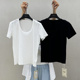 熙8281高级感简约U领白色短袖 YUAN XI元 T恤女宽松显瘦亲肤上衣夏