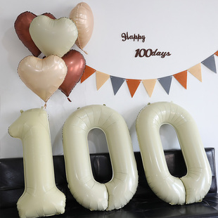 百天生日数字气球布置女孩男宝宝满月宴装 拍照道具 饰场景氛围仪式