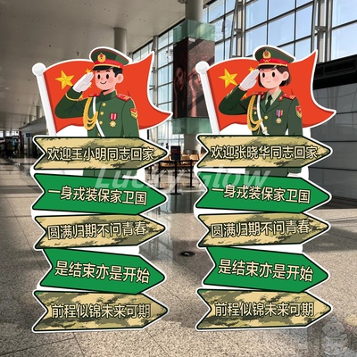 军人光荣退伍欢迎回家kt板道具新款接风宴酒店布置氛围装饰迎宾牌