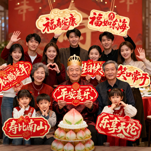 老人70生日过寿KT板手举牌装饰