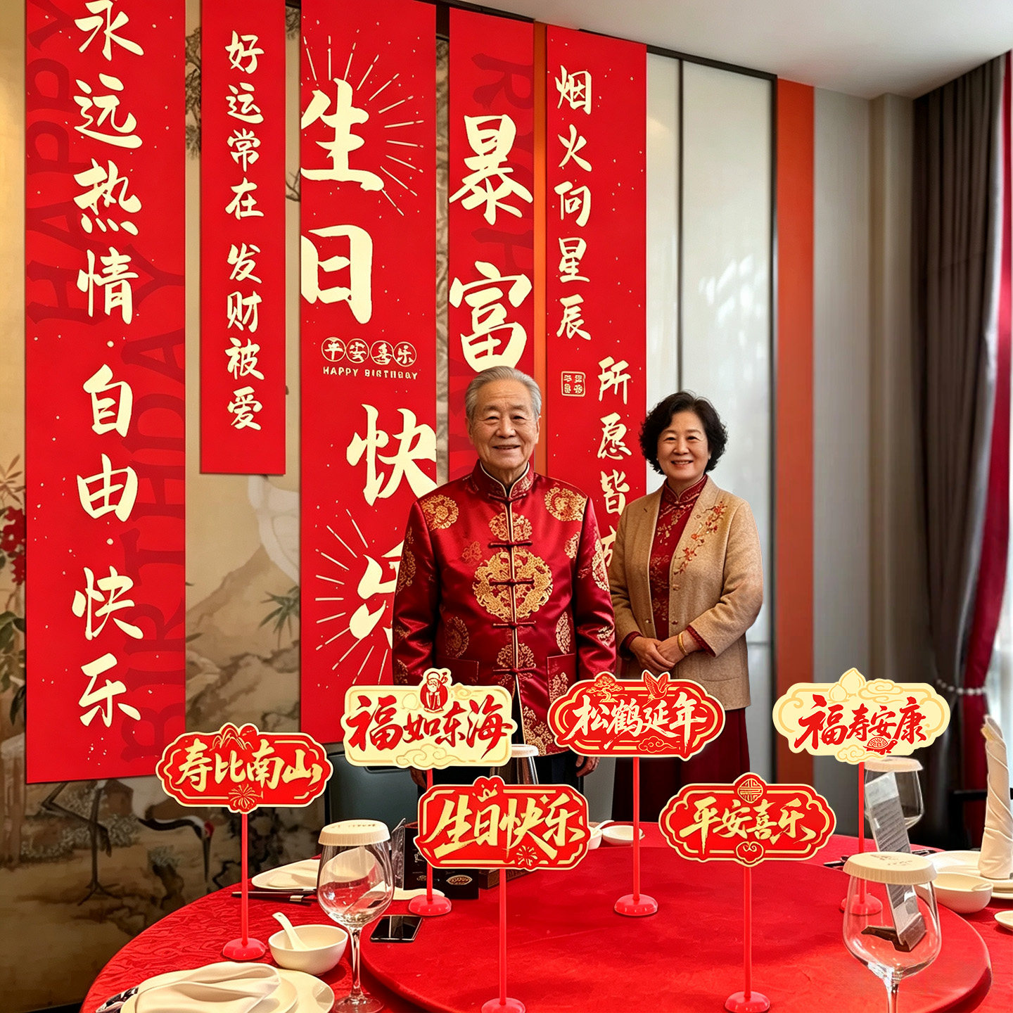 寿宴装饰生日KT板手举牌桌面摆件