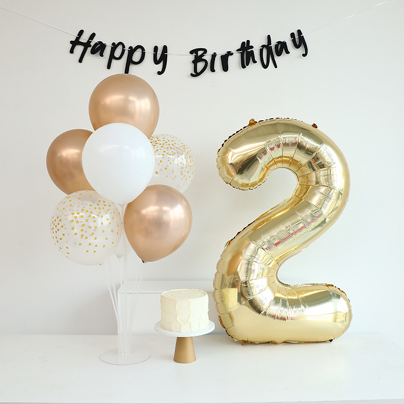 ins风生日数字气球白金儿童派对