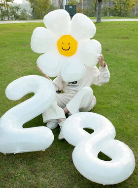 网红ins白色铝膜数字气球生日周岁户外拍照道具派对装饰场景布置