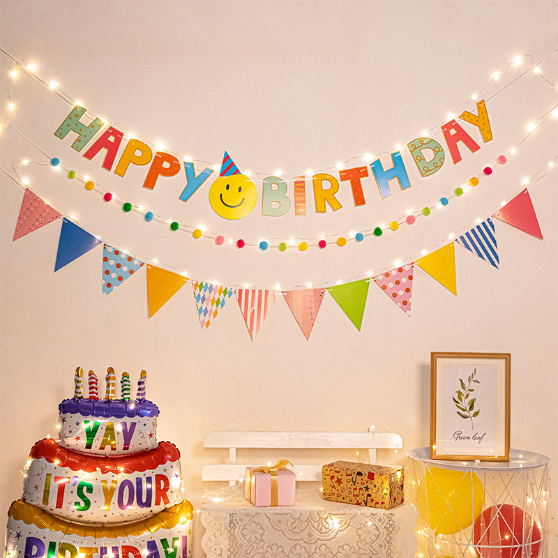 儿童周岁生日快乐派对装饰毛球拉旗组男女孩宝宝横幅道具场景布置,节庆用品/礼品,节日装扮用品,淘宝优惠券,粉丝福利购,淘宝优惠卷