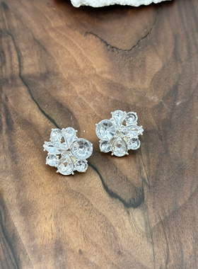 欧美饰品镀真金色白色水滴水钻亚克力宫廷耳钉