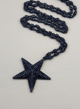 欧美外贸饰品时尚个性夸张满钻五角星项链高级感小众设计毛衣链