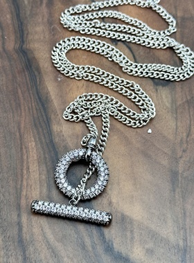 欧美饰品原单OT钻石小众设计轻奢高级感男士项链长款女士毛衣链