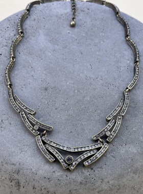 欧美中古饰品一鹿有你晚宴款仿钻石项链轻奢满钻鹿角形锁骨链女