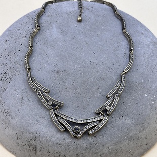 欧美中古饰品一鹿有你晚宴款仿钻石项链轻奢满钻鹿角形锁骨链女