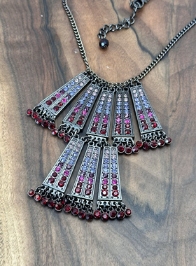 欧美中古饰品精致波西米亚重工复古气质项链高级感多层女士毛衣链