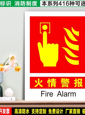 火情警报 防水带胶贴纸硬质PVC牌车间检查验厂消防安全标识 XF050
