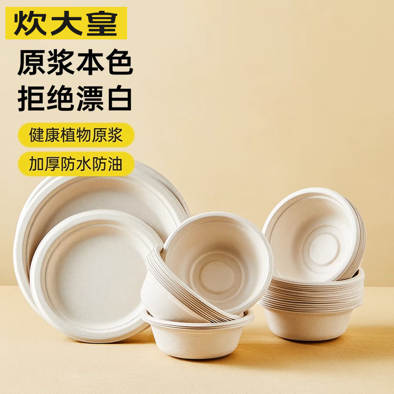 炊大皇一次性餐盘餐具蛋糕盘子食品级加厚防水防油可降解纸盘碟子