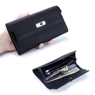 真皮长款钱包女士新款时尚钱夹头层牛皮大容量放手机长皮夹