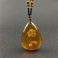 Personalized and fashionable amber imitation pendant necklace, elegant couple, versatile sweater chain, simple and trendy pendant for Internet celebrities thumbnail 3