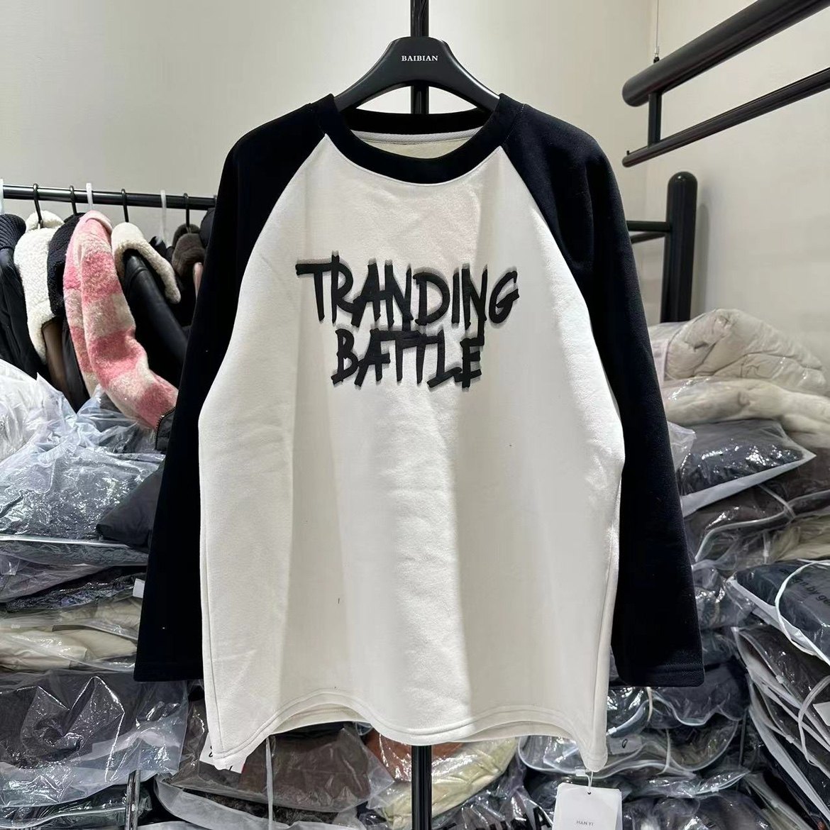 韩伊2023秋冬加厚磨毛中长款T恤女大版遮臀插肩袖时尚宽松上衣女