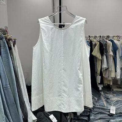 2025夏季新款韩版时尚圆领无袖中长款显瘦纯色A字背心百搭上衣女