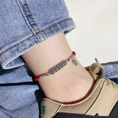 复古五帝币铜钱红绳脚链招财纳福足链异域风情脚环腿环转运珠脚绳