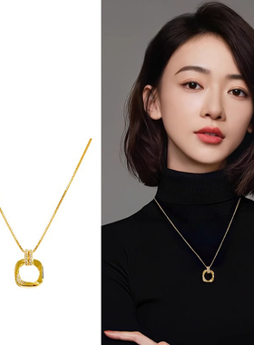 简约气质几何方形项链女高级感轻奢小众设计感日常百搭锁骨链配饰