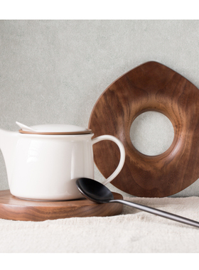 功夫壶垫【不二木作】设计师款手工木艺锅垫北美进口黑胡桃木隔热