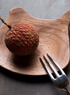 小鸟盘【不二木作】设计师款手工木艺拍照零食点心碟北美黑胡桃木