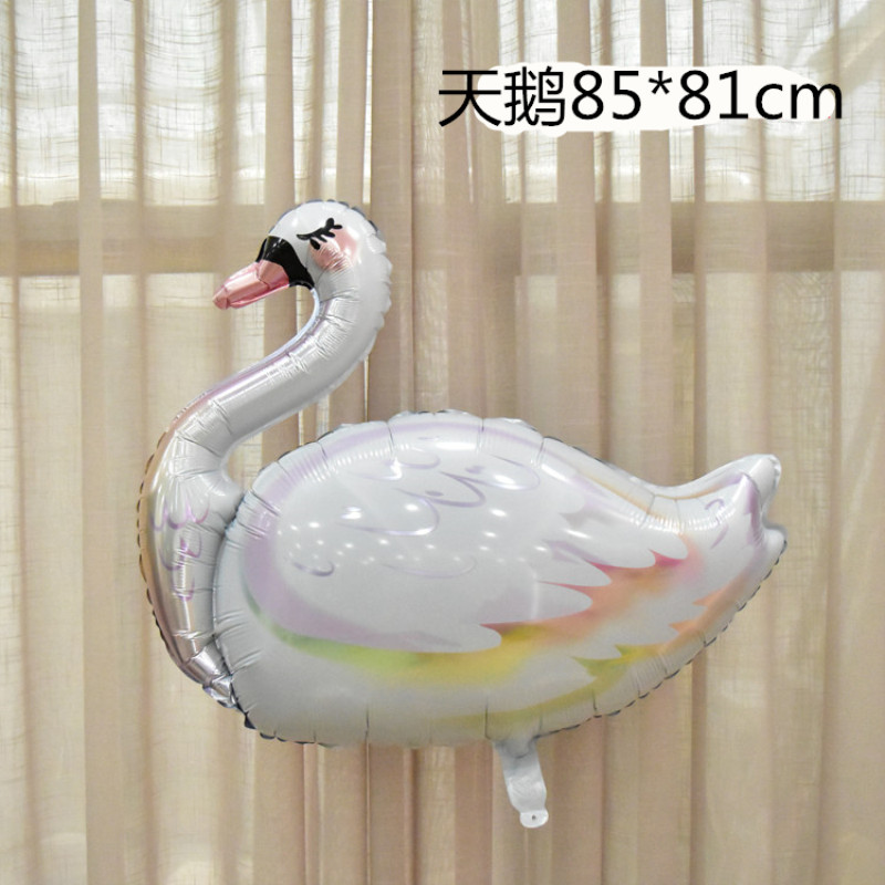 生日女孩派对装饰气球布置 白天鹅卡通造型铝膜气球 少女生日气球