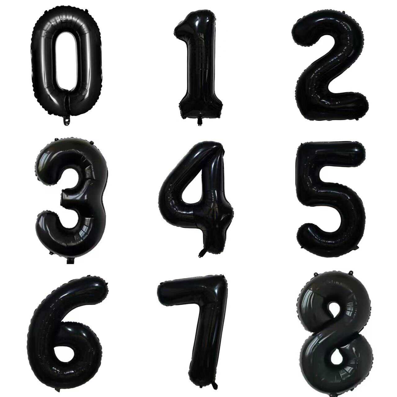 30寸黑色数字气球ins 生日周岁派对装饰拍照道具铝箔气球场景布置