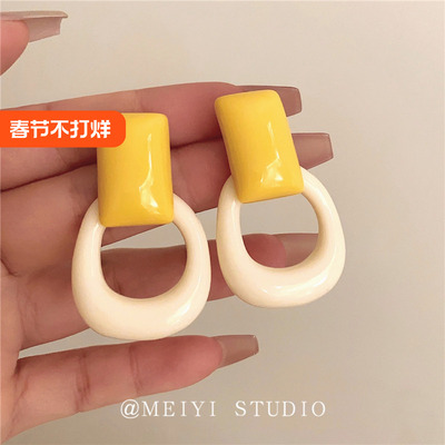 多巴胺色系可爱几何圆圈少女耳钉