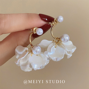 如花在野~超仙法式复古前后戴花瓣精致耳环 高级感小众气质耳饰潮